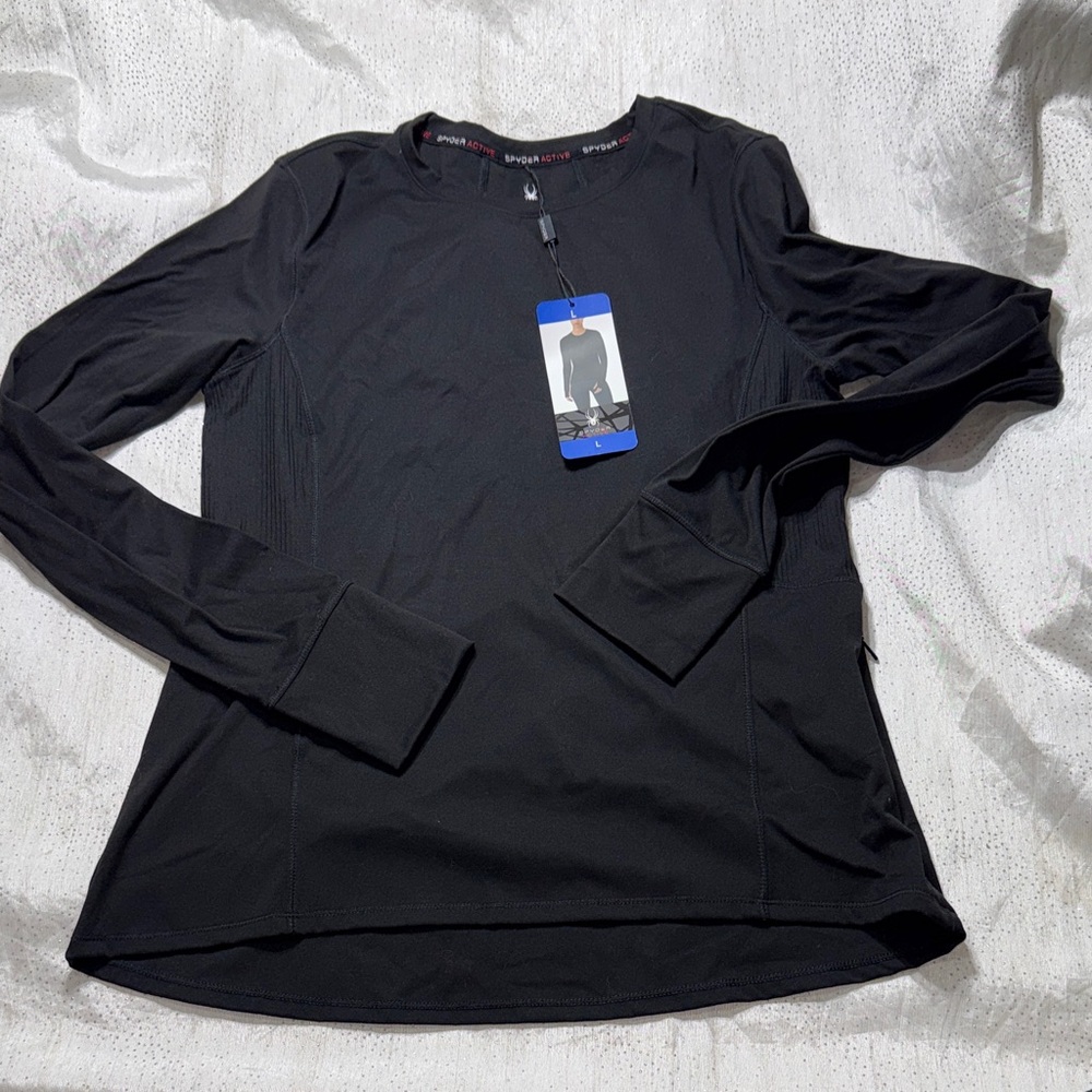 Spider Black Long Sleeve Athletic Top size L for women